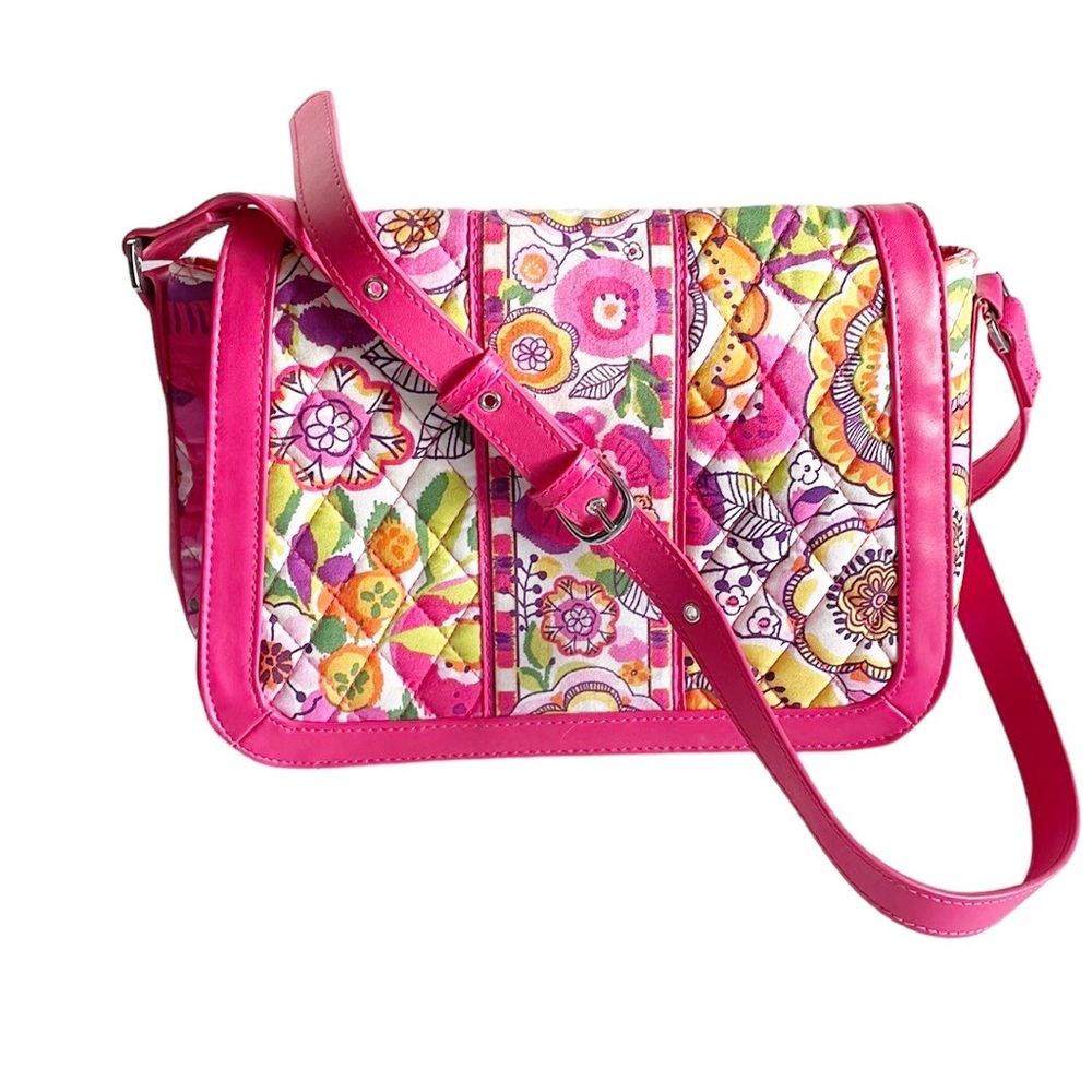 Vera Bradley Clementine Crosstown Pink Quilted Floral Boho Crossbody Bag
